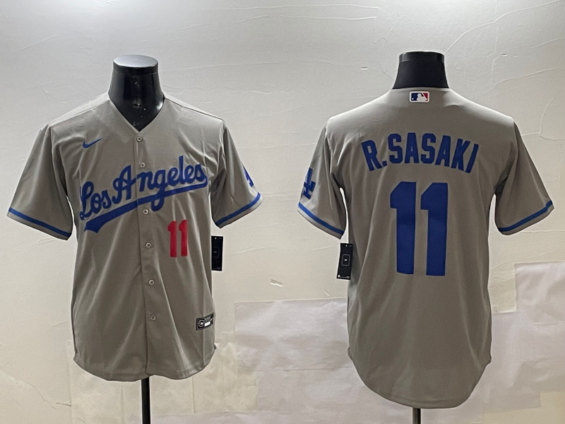 Men's Los Angeles Dodgers Roki Sasaki #11 Gray Alternate Jersey